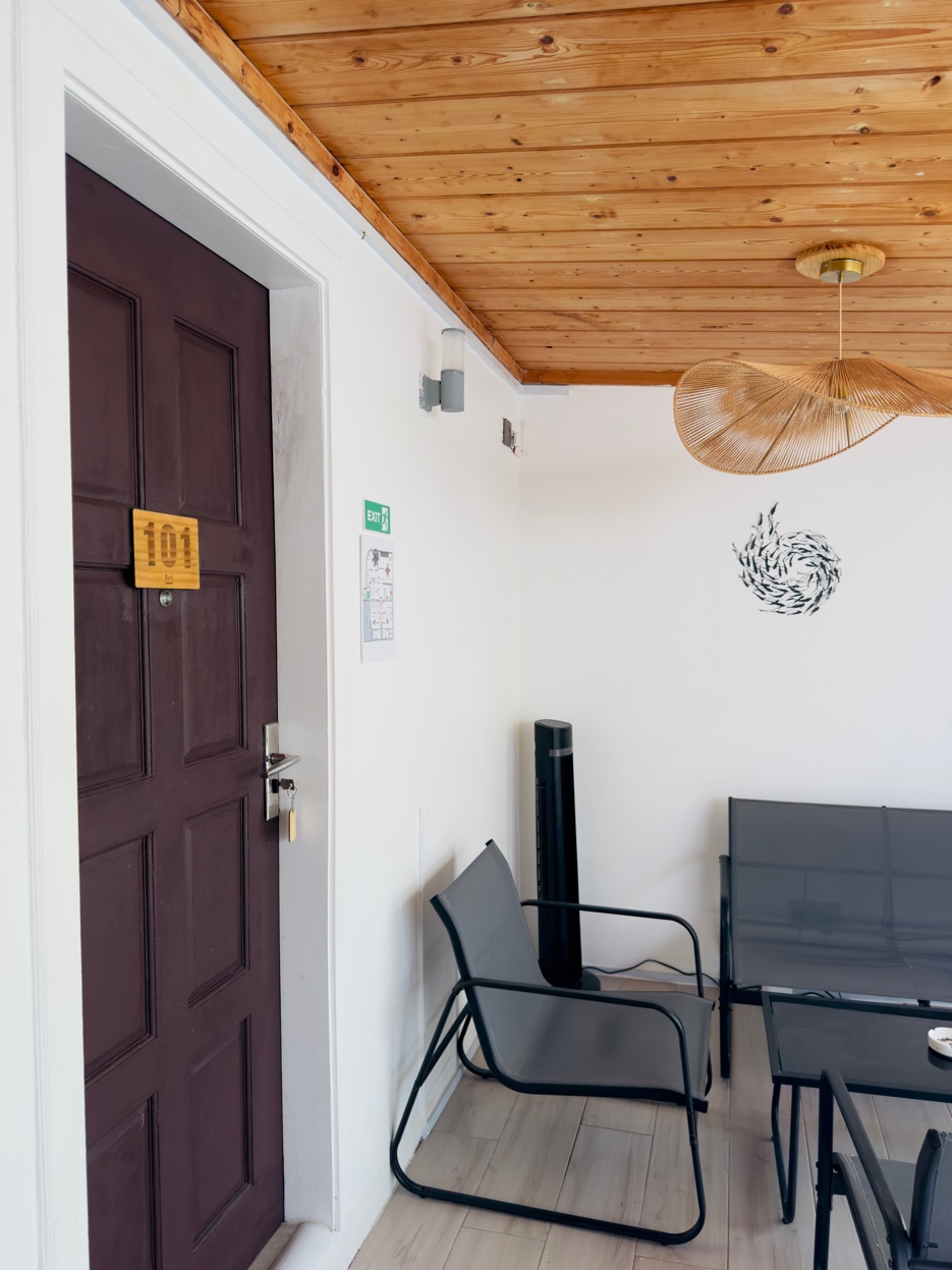 Covered patio seating area